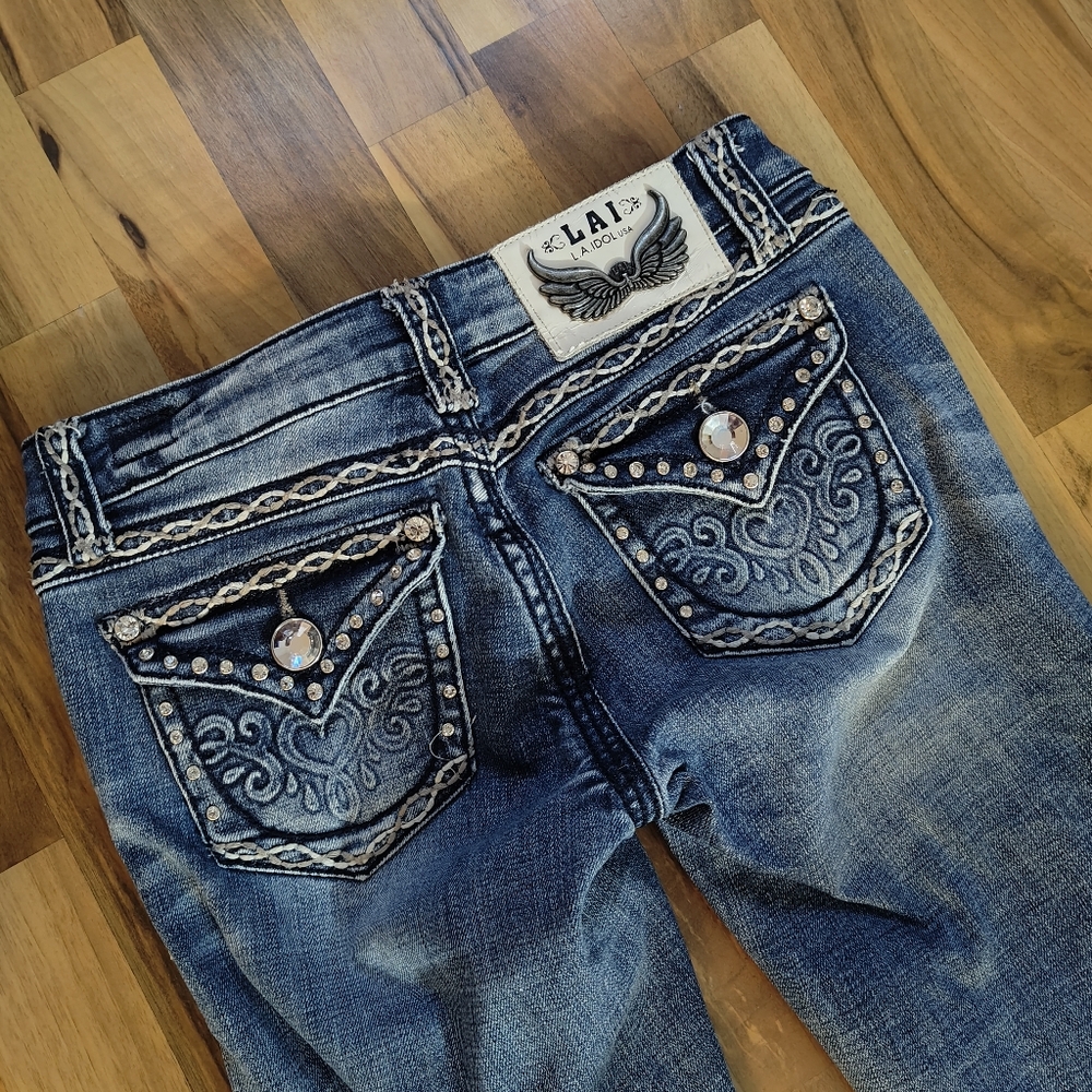 LA Idol boot cut embellished jeans